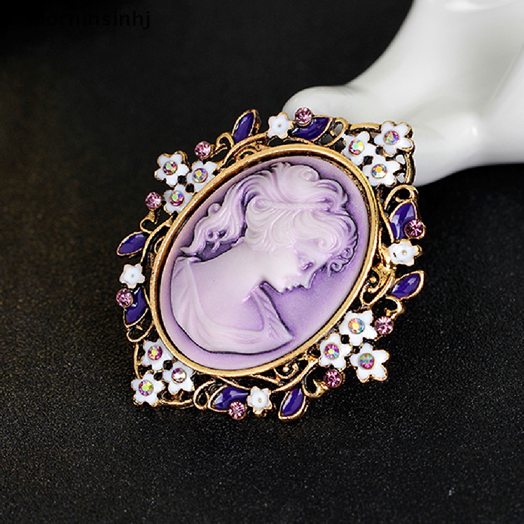 Mornin Baru Vintage Cameo Victoria Gaya Kristal Pesta Pernikahan Wanita Liontin Bros Pin id