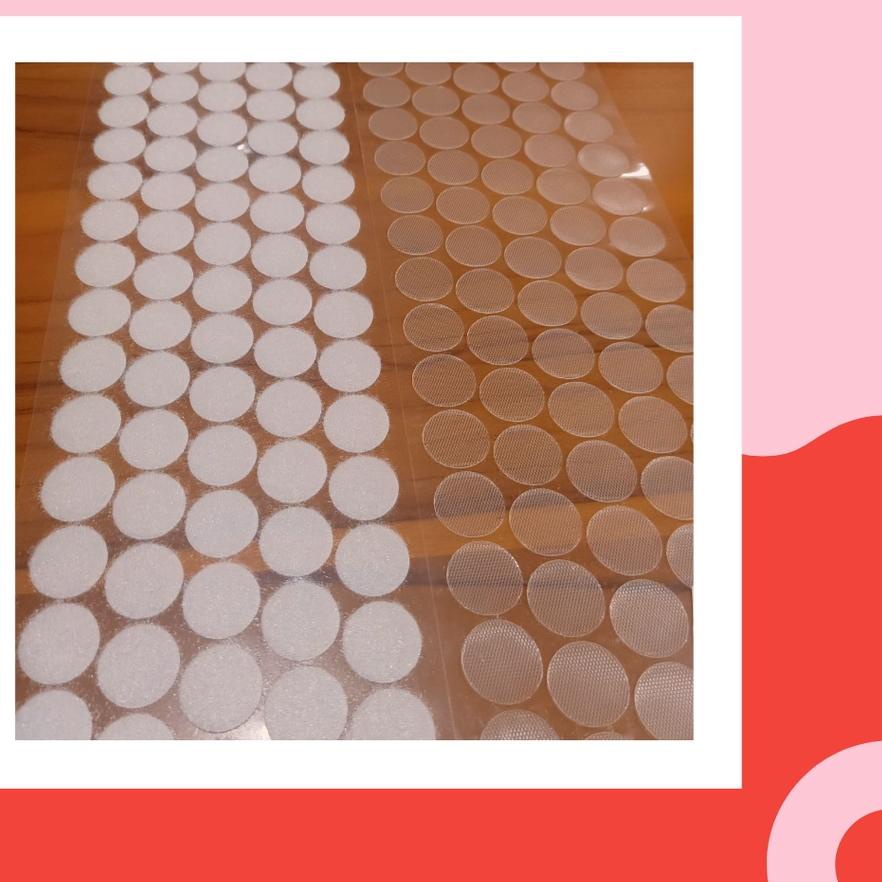 

Miliki TER 100pasang - 1,5cm velcro/perekat bulat double side sticker Transparan sisi kasar ✔