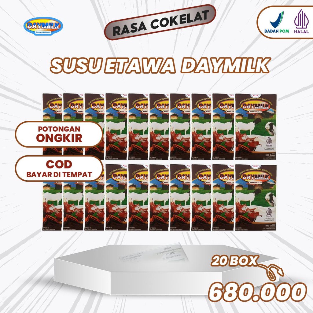 

Susu Daymilk Etawa Rasa Cokelat 200 Gram 20 Box