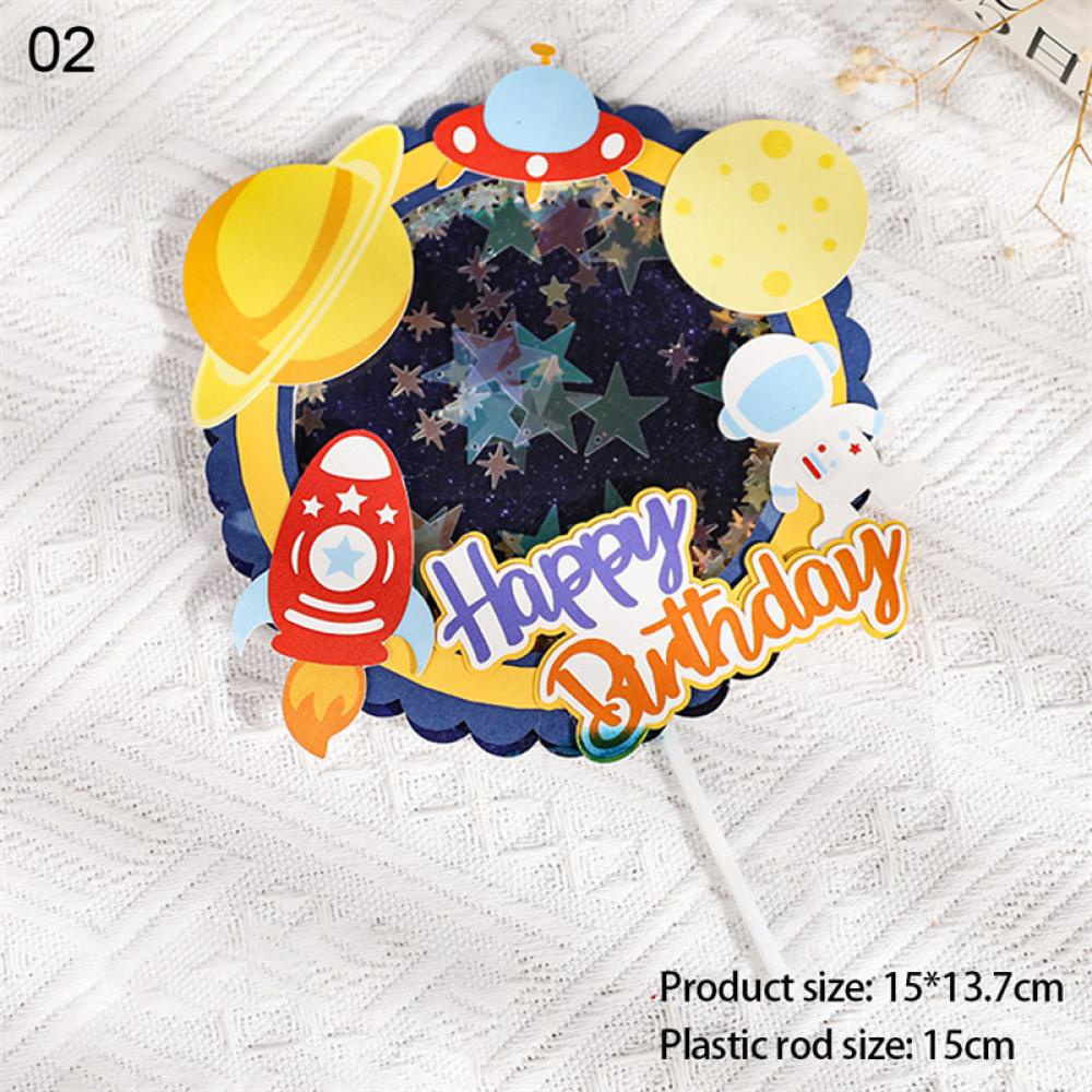 Timekey Astronot Dekorasi Kue Planet Topper Kue Spaceman Baking Ornamen Untuk Anak Laki-Laki Semesta Tema Luar Angkasa Perlengkapan Pesta Ulang Tahun H6L3