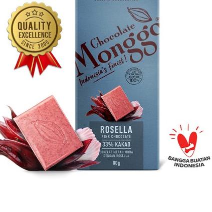 

➺ Chocolate Monggo | Rosella Pink Chocolate 80gr | Coklat Murni 100% Kakao butter | Rosella & Cokelat Putih | Snack ✸