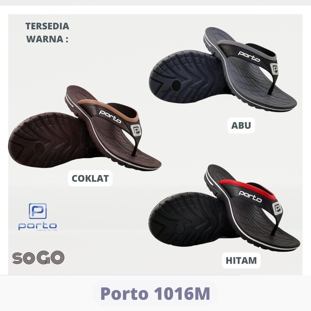 sogo Sandal Jepit Porto 1016M Pria Nyaman Kuat Terbaru Original 39-44