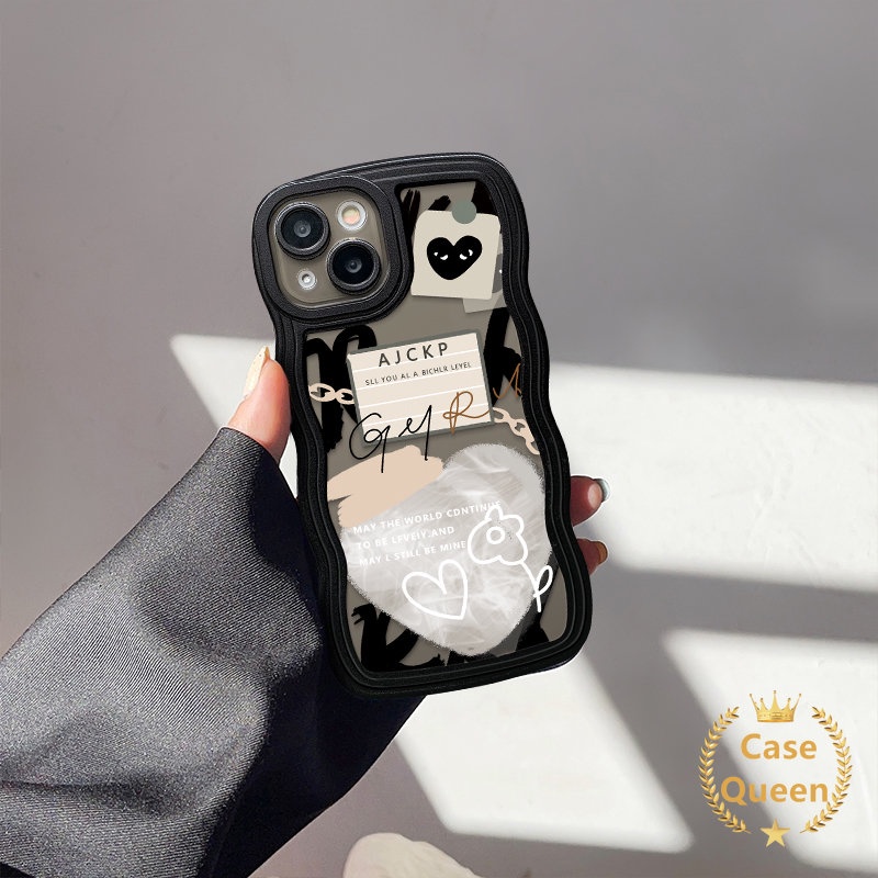 Graffiti Comme des Garcons Case OPPO A15 A54 A5 A9 A7 A74 A12 A16 A95 A17 A57 A16s A96 A5s A55 A76 A17K A77 A3s A16K A1k A77s A53 A52 Reno8 5F 7Z 6love Heart Wavy Edge Soft Sarung