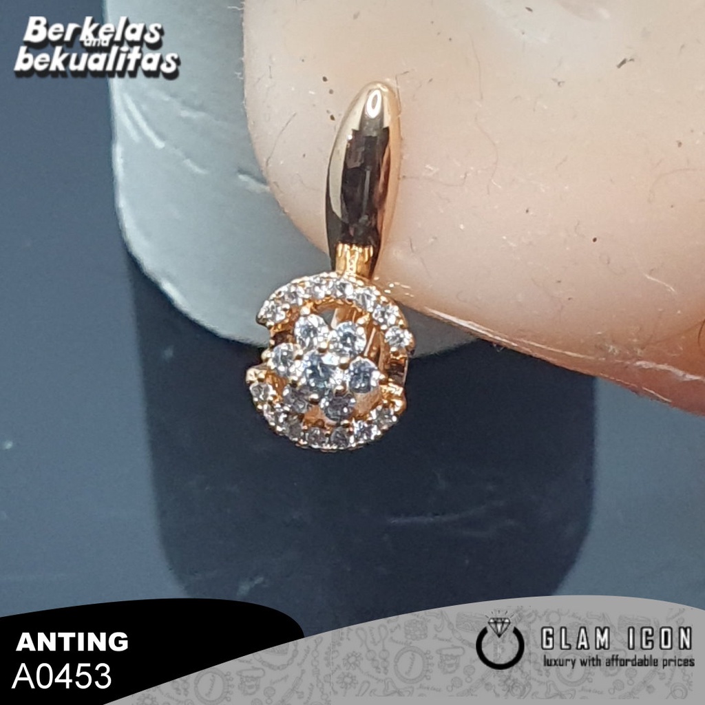 Anting clip mata motif bunga empat A0453