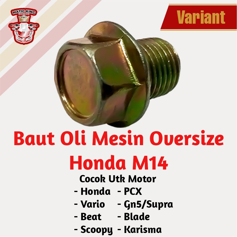 Baut tap oli mesin bawah Honda Beat Vario Scoopy PCX Gn5 Supra Karisma M12 Standar M14 Oversize