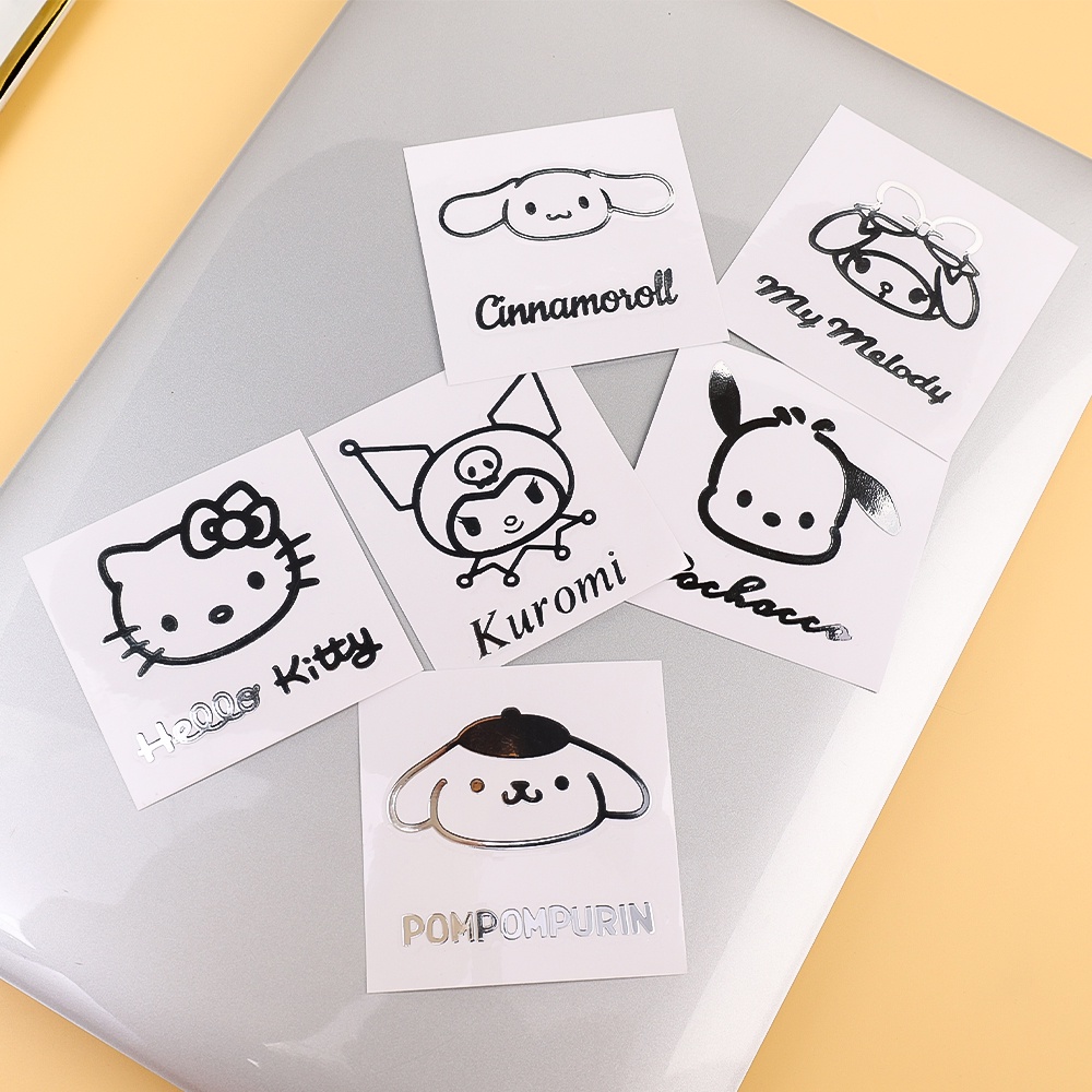 Stiker Alat Tulis Perekat Kartun Anime Stiker Hias Sanrio Stiker Logam Kuromi My Melody Hello Kittys Stiker Diy Akun Tangan Laptop Cangkir Air Stiker Tahan Air