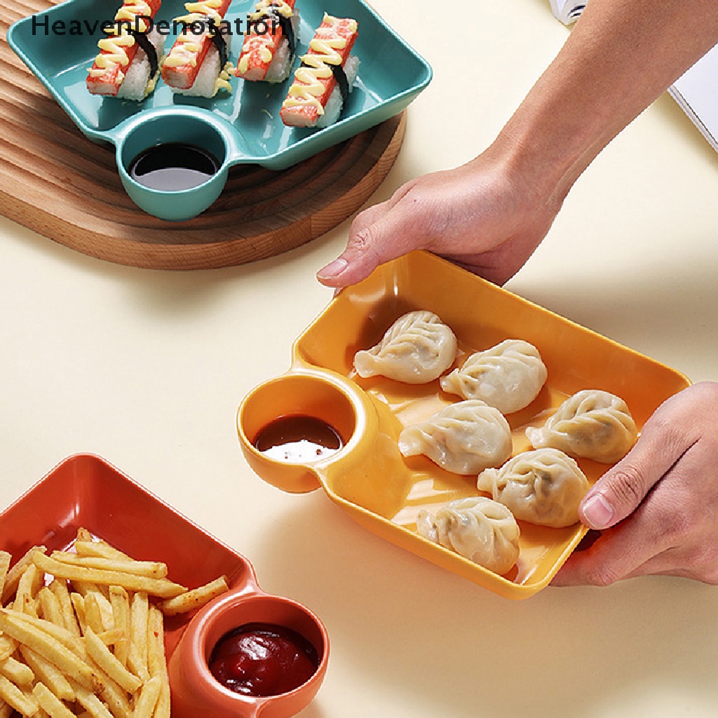 [HeavenDenotation] Piring Pangsit Persegi Besar Dengan gar Space Snack Platter Kreatif Terpisah Divided Tray Peralatan Makan Peralatan Makan Natal HDV