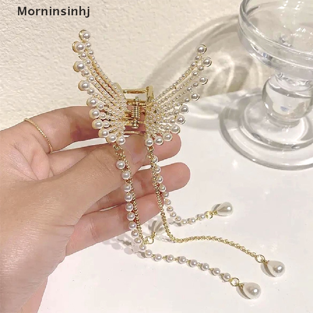 Mornin Rumbai Kupu Mutiara Jepit Rambut Wanita Hair Claw Hairpin Rambut Kepiting HairAccessory id