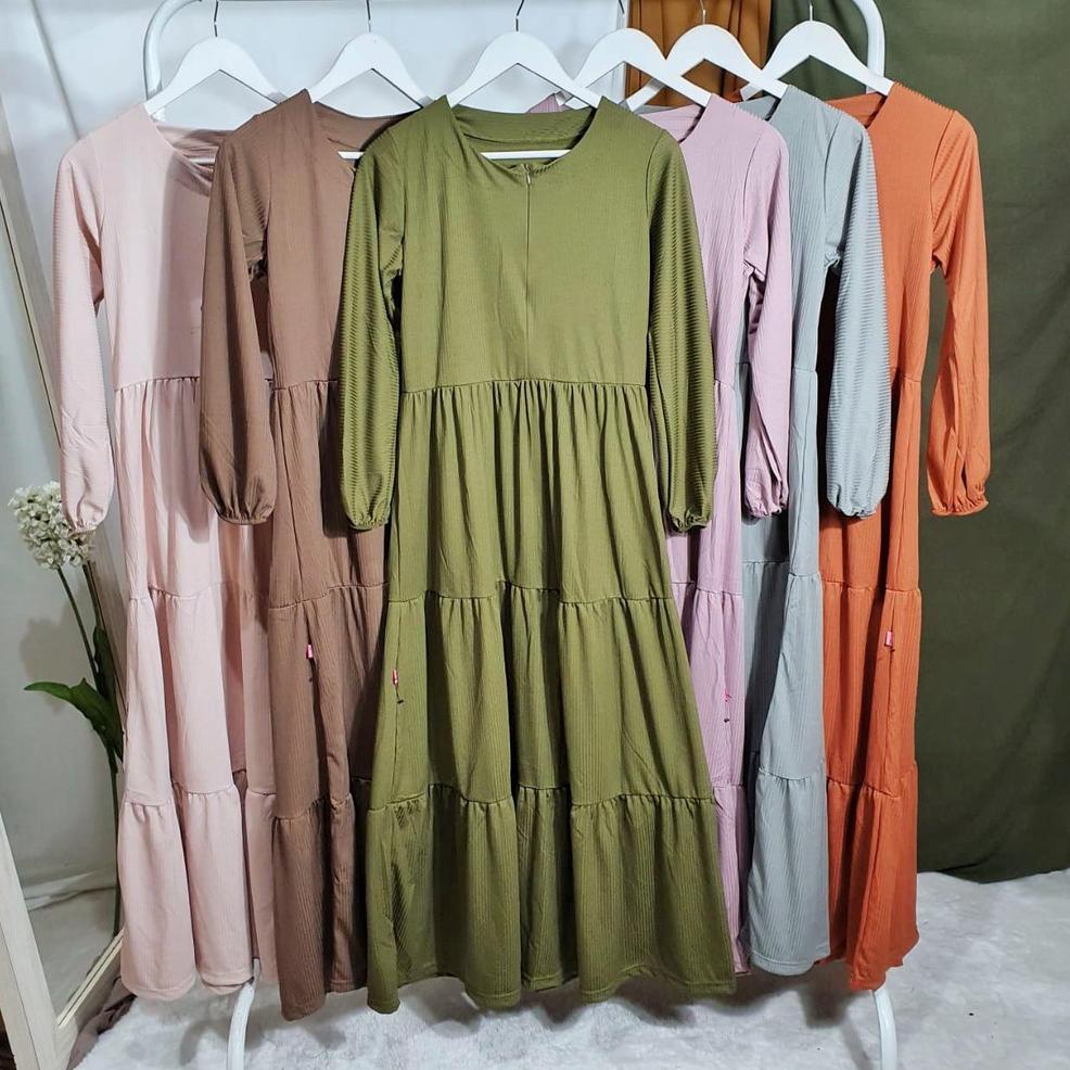RECOMENDED Gamis Rumbai BUSUI Lengan Panjang Fashion Muslim Zaa Fit L-XL Lingkar Dada 100cm Panjang 