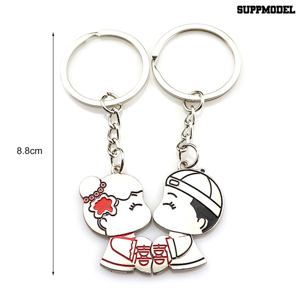 [SM] 1pasang Gantungan Kunci Kartun Dekorasi Efek 3D Paduan Seng Pecinta Hadiah Sovenir Pernikahan Keyring Fob Untuk Pasangan