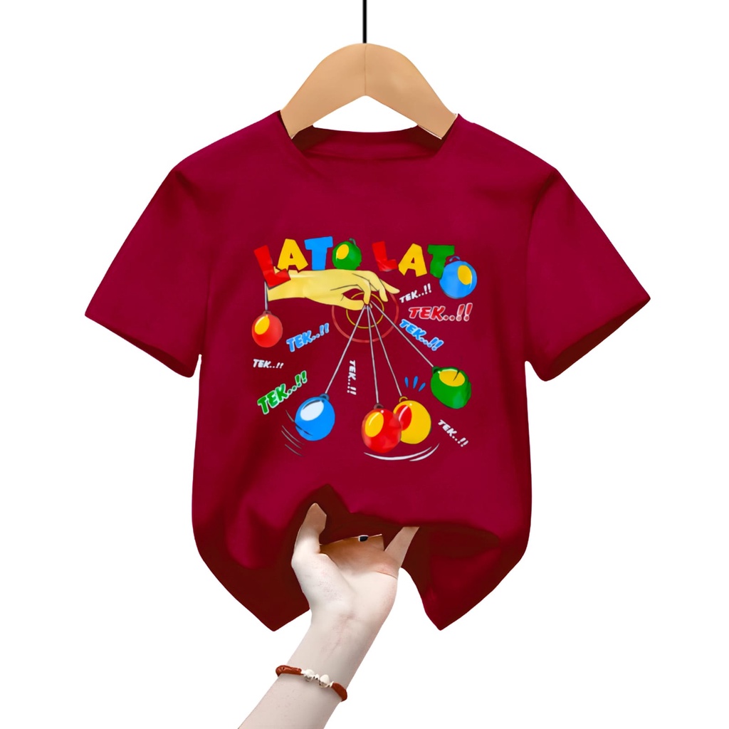 Hzl_outfit Baju Kaos Anak Laki Laki-Perempuan Marun M,L,XL