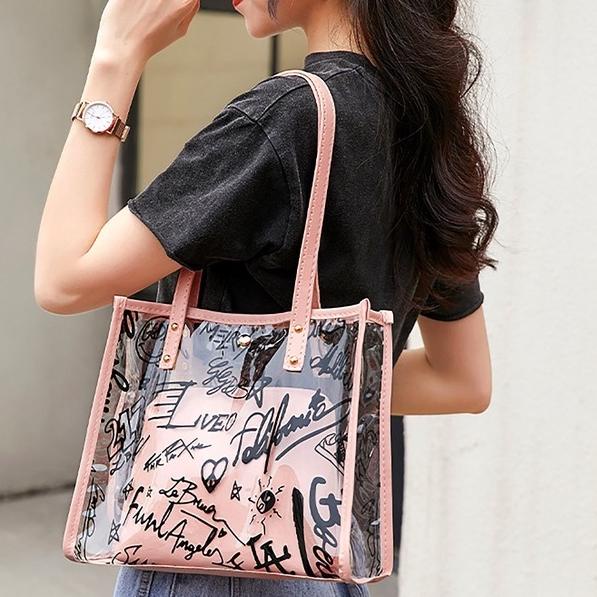 12.12 Tas Import Premium Terbaru 2022 Tas Mika Bening Transparan Tas Tote Bag Wanita Resleting Besar
