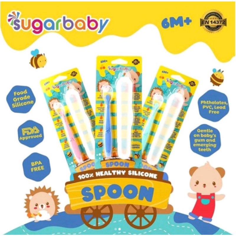 SUGAR BABY Healthy Silicone Spoon Sendok Makan Silikon Bayi