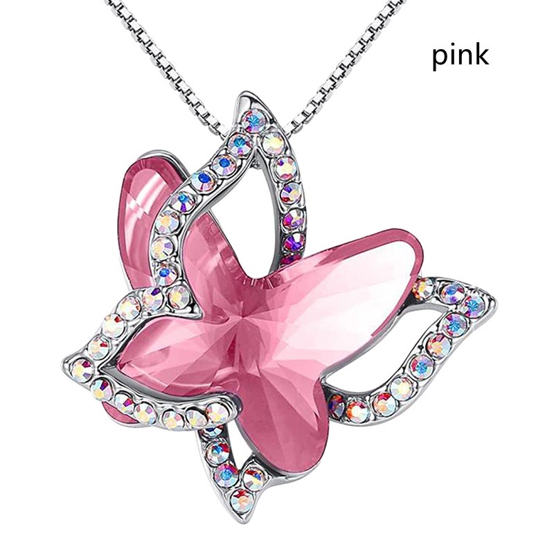 [AYBx] Baju Kaos Distro Pria Wanita Lengan Pendek Kalung Kristal Kupu-Kupu Butterfly Choker Necklace Charm Birthstone Pendant Necklace Jewelry