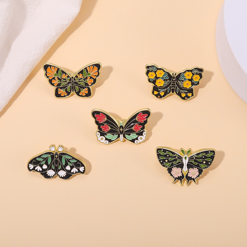 5pcs/set Lucu Warna-Warni Kupu-Kupu Enamel Pin Kartun Ngengat Dinosaurus Bros Lencana Kerah Pin Keren Punk Hewan Perhiasan Hadiah Untuk Teman