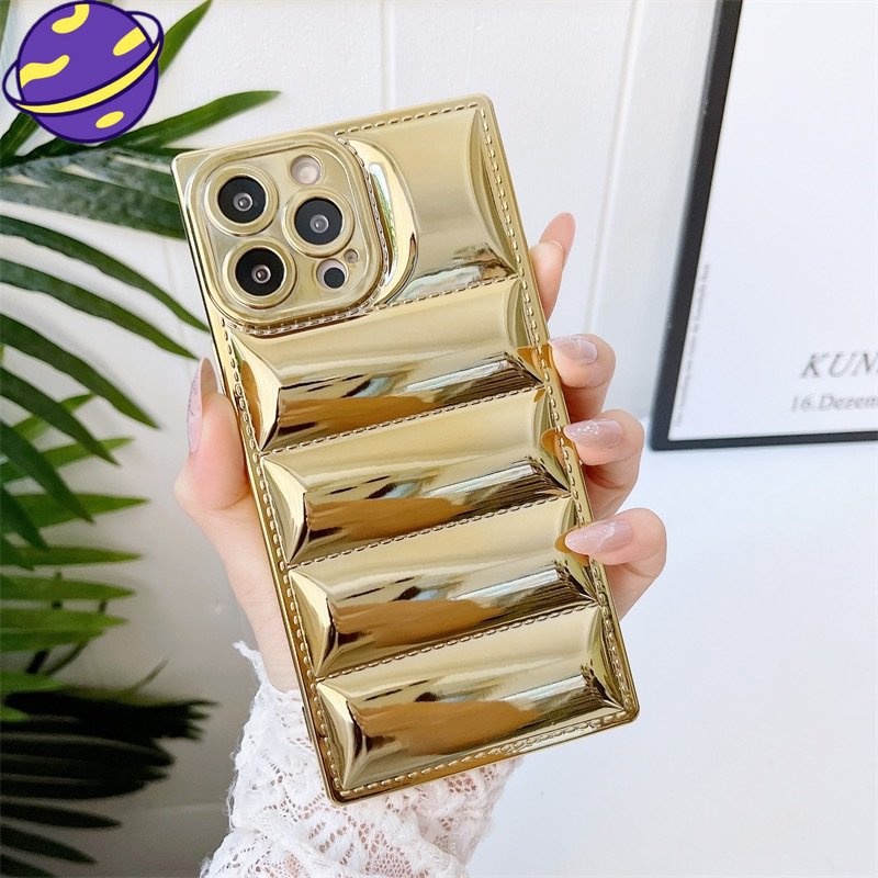 IPHONE Casing Terang Electroplated Untuk Iphone14 12 11 13 Pro X Max XR 14Plus Square Soft Casing Belakang