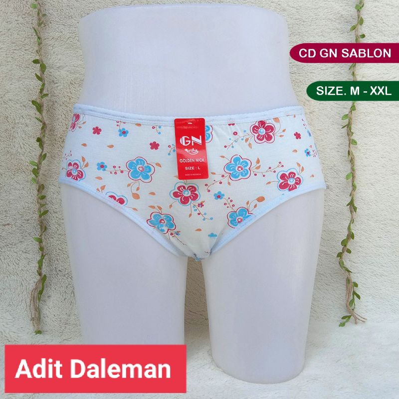 1 Lusin celana dalam wanita jumbo golden nick sablon bunga bahan katun | CD GN 937 termurah jumbo
