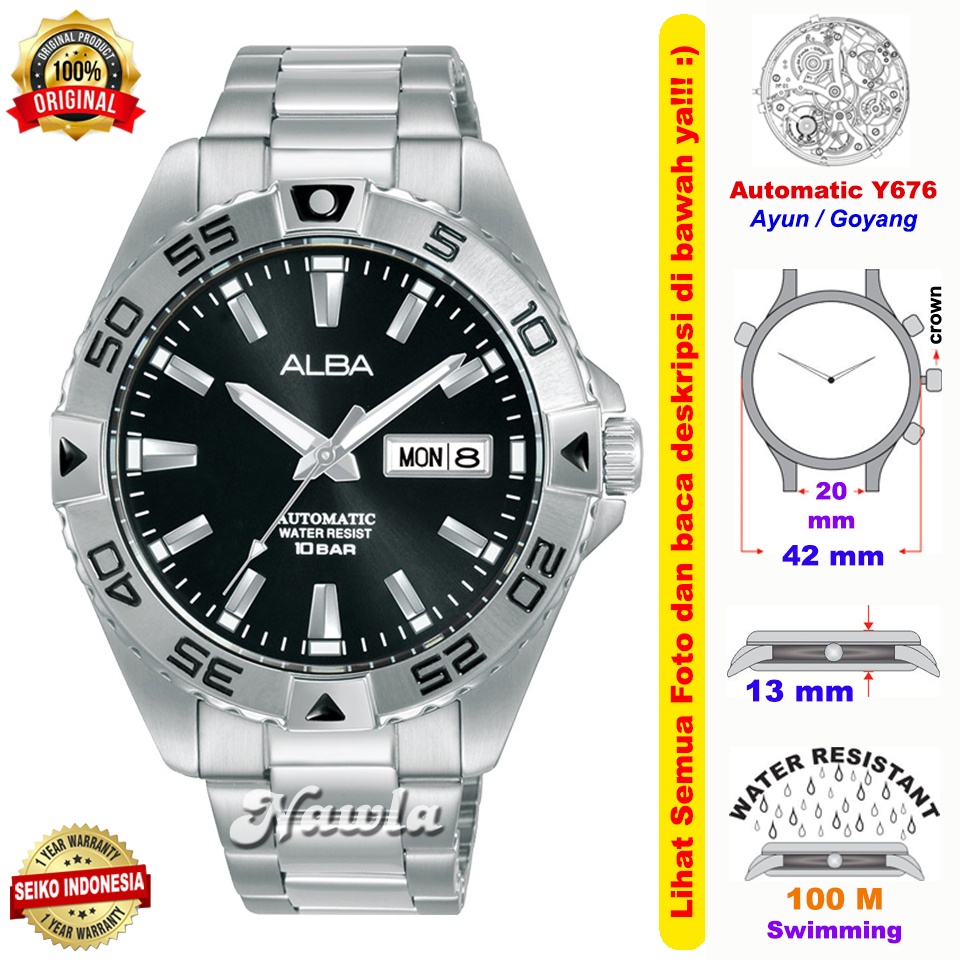 Alba Automatic AL4389X1 Black Dial - Jam Tangan Pria AL4389