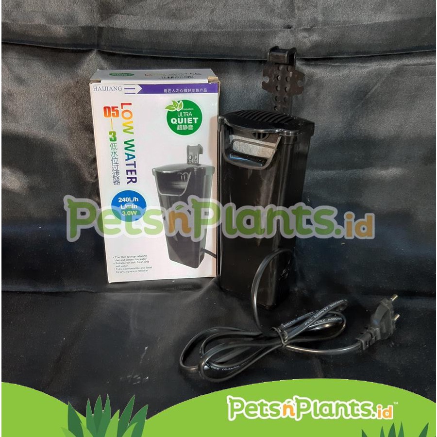 HAIJIANG Super Quiet - Filter Air Dangkal Akuarium Kura Kura Low Water Pump