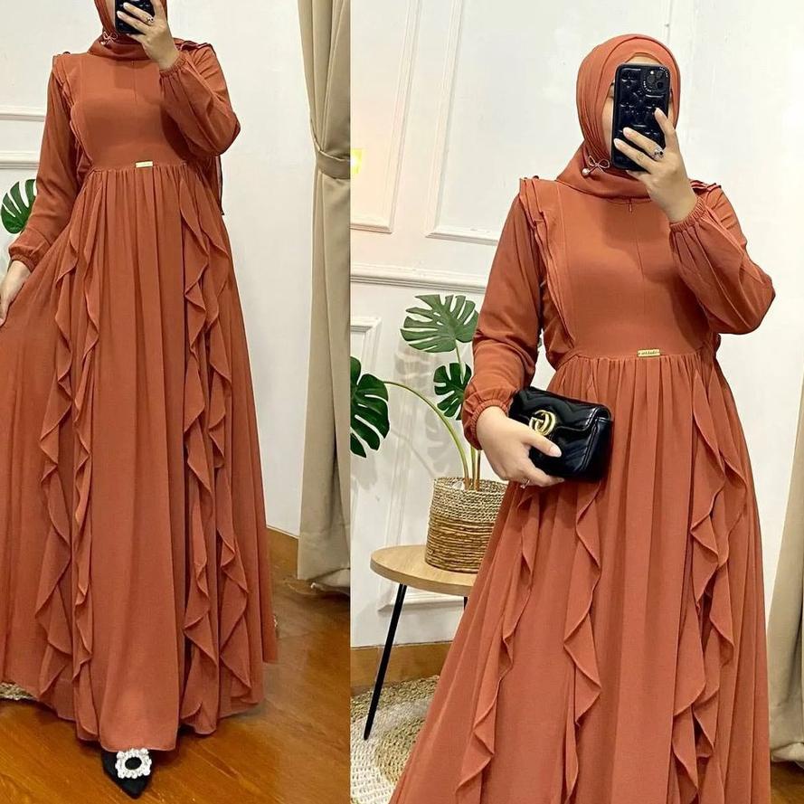 New Products  Ayeena Dress / Gamis Ceruty Babydoll Terkini 2022 Full Puring / Fashion Muslim Wanita 