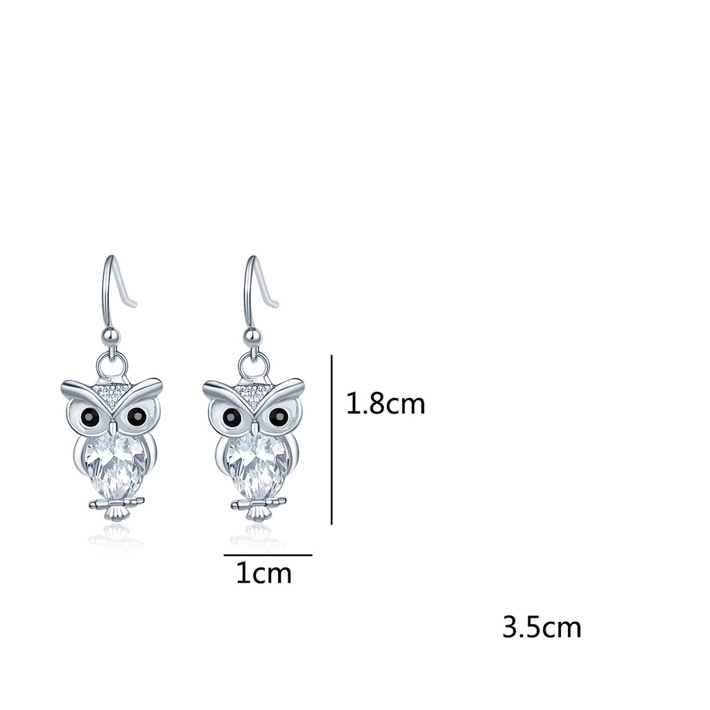 Anting Zirkon Warna Rose Gold | Anting Bentuk Burung Hantu | Aksesoris Wanita | Sendok Garpu Bahan Stainless Steel