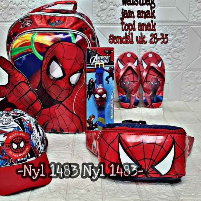 ➴ PAKET TAS ANAK LAKI LAKI SPIDERMAN / PAKET KOMPLIT SPIDERMAN / RANSEL ANAK SD / PAKET 5IN1 SPIDERM