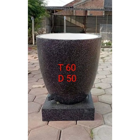 Bak Mandi Gentong Gelas Kapsul Motif Teraso Hitam Putih