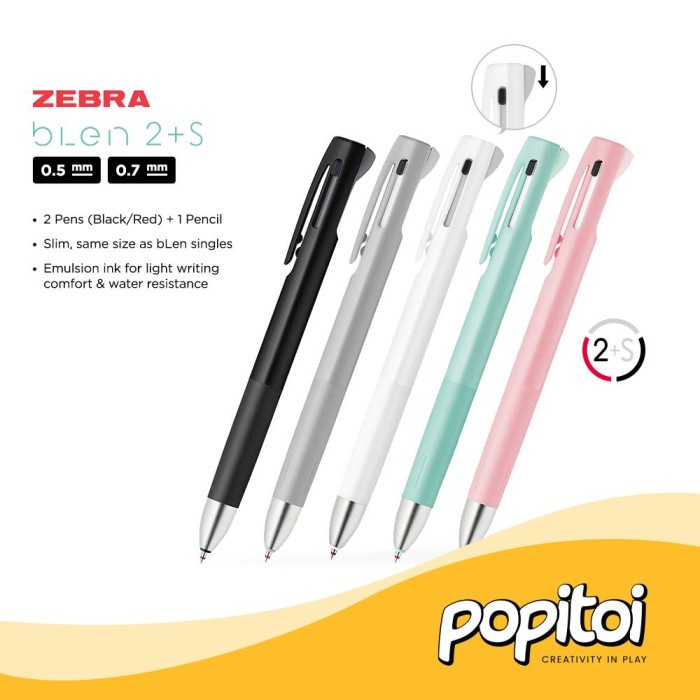 

BISA COD ZEBRA BLEN 2+S Ballpoint Multi Pen 0.7 0.5 mm Mechanical Pencil