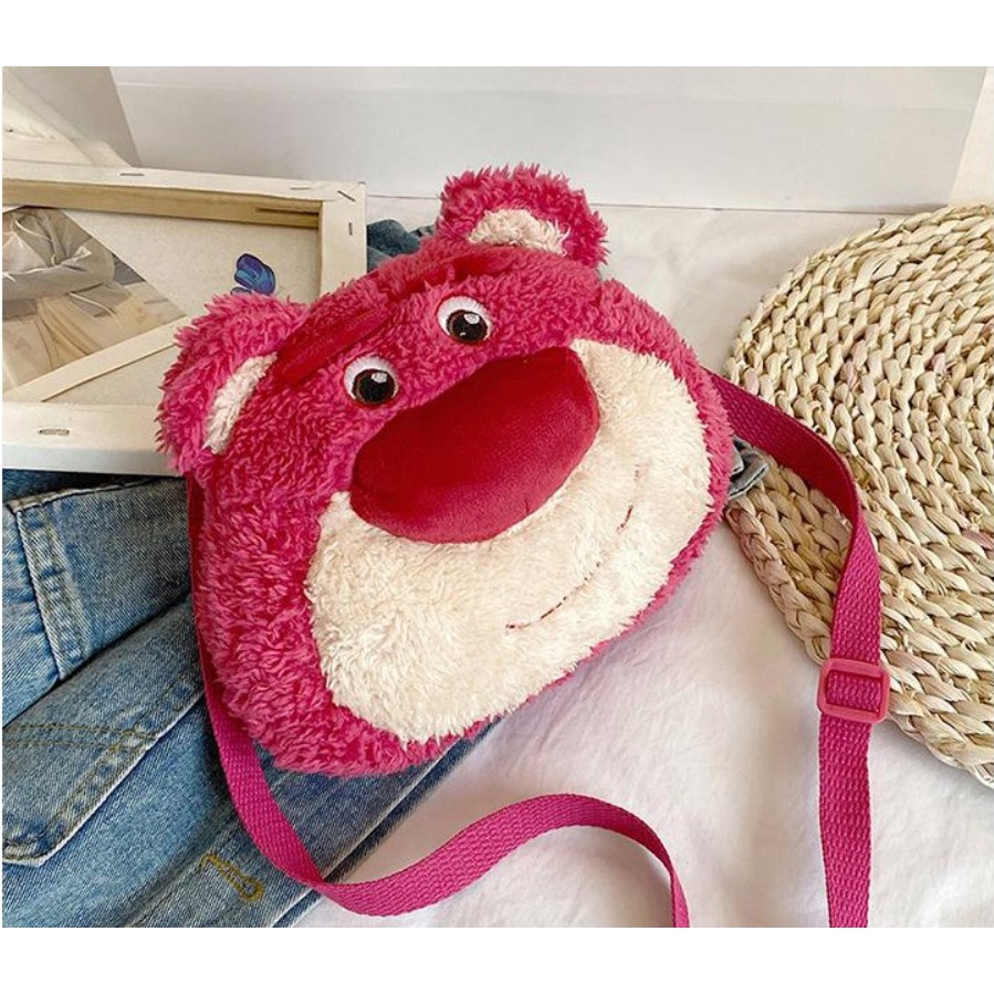 Tas boneka mewah tas Strawberry Bear lucu baru，Tas Anak、Tas HP、Tas Perempuan、Hadiah ulang tahun BAO081