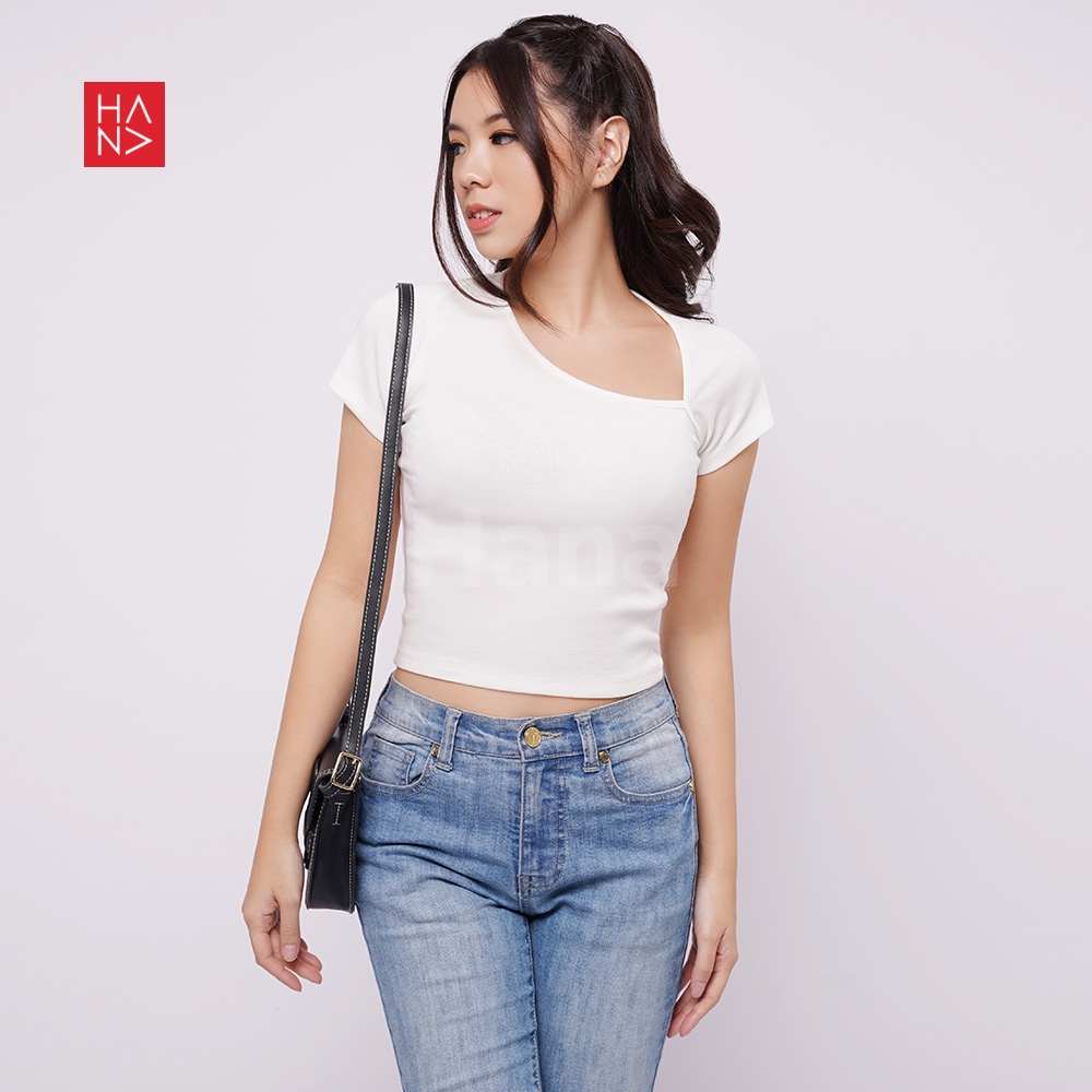 HanaFashion JKT - Mina Crop Top Knit Kaos Pendek Wanita - CT218
