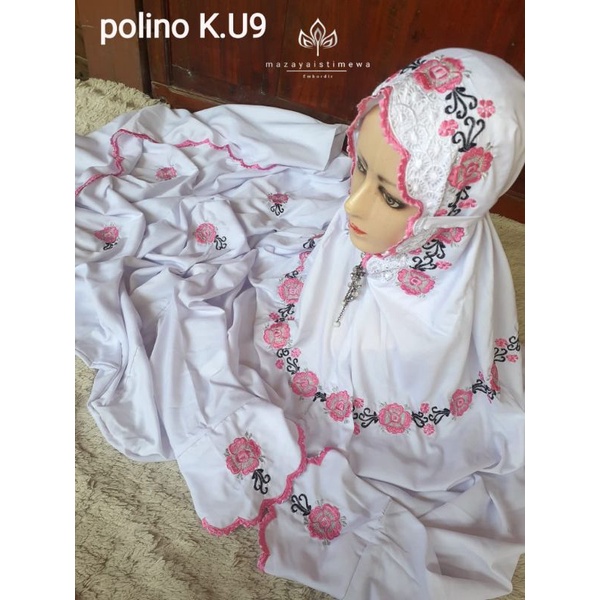 Mukena terusan lajuran dewasa polino bordir KUDUSAN motif bunga kecil kecil warna warni cantik manis
