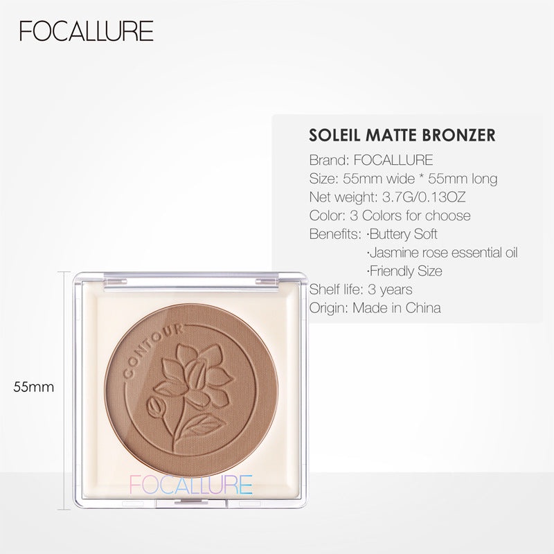 NIK - FOCALLURE Chocolate Soleil Matte Bronzer FA233 | Full Coverage Creamy Contour #JasmineMeetsRose | Smooth Texture | BPOM ORIGINAL
