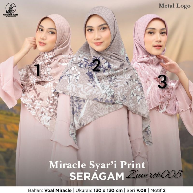 Segi empat syari motif voal miracle jilbab jumbo umama