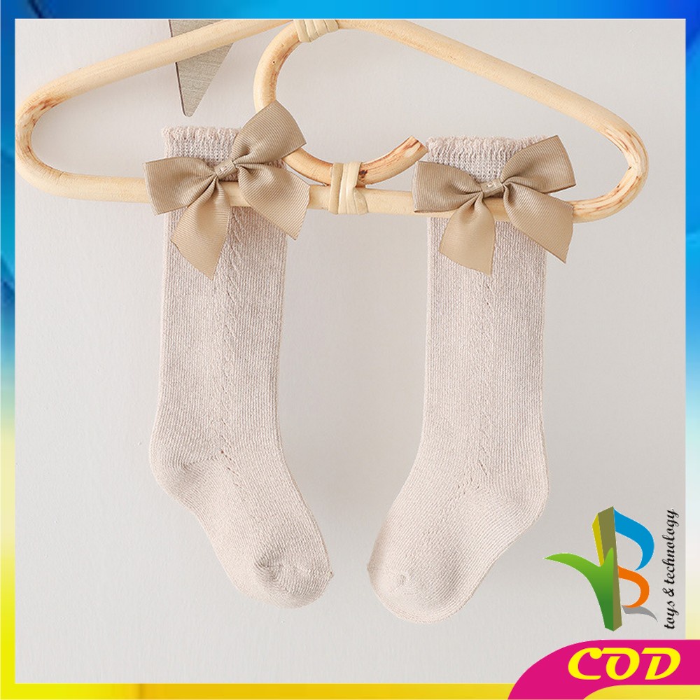 RB-P304 Kaos Kaki Panjang Anak Perempuan Model Pita Lucu Anti Slip / Kaus Kaki Bayi Korea Bahan Lembut Ribbon Baby Socks import