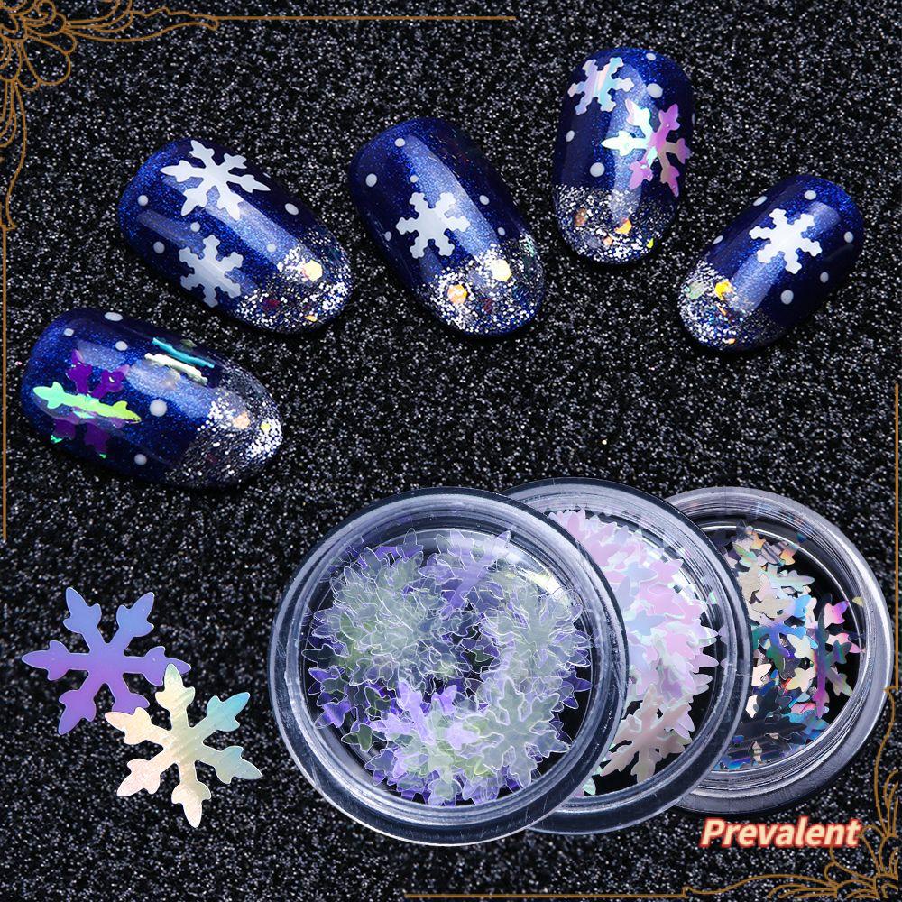 Preva Snowflake Nail Sequin Glitter Baru Warna Campur Stiker Musim Dingin