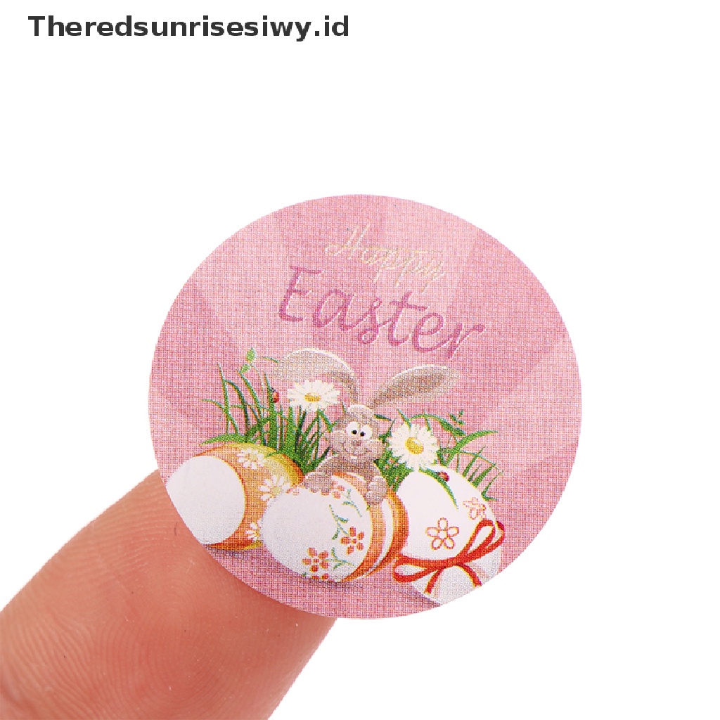 # Baju Lebaran # 500pcs/roll 2.5cm Paskah Stiker Anak Happy Easter Bunny Kartun Sealing Labels~