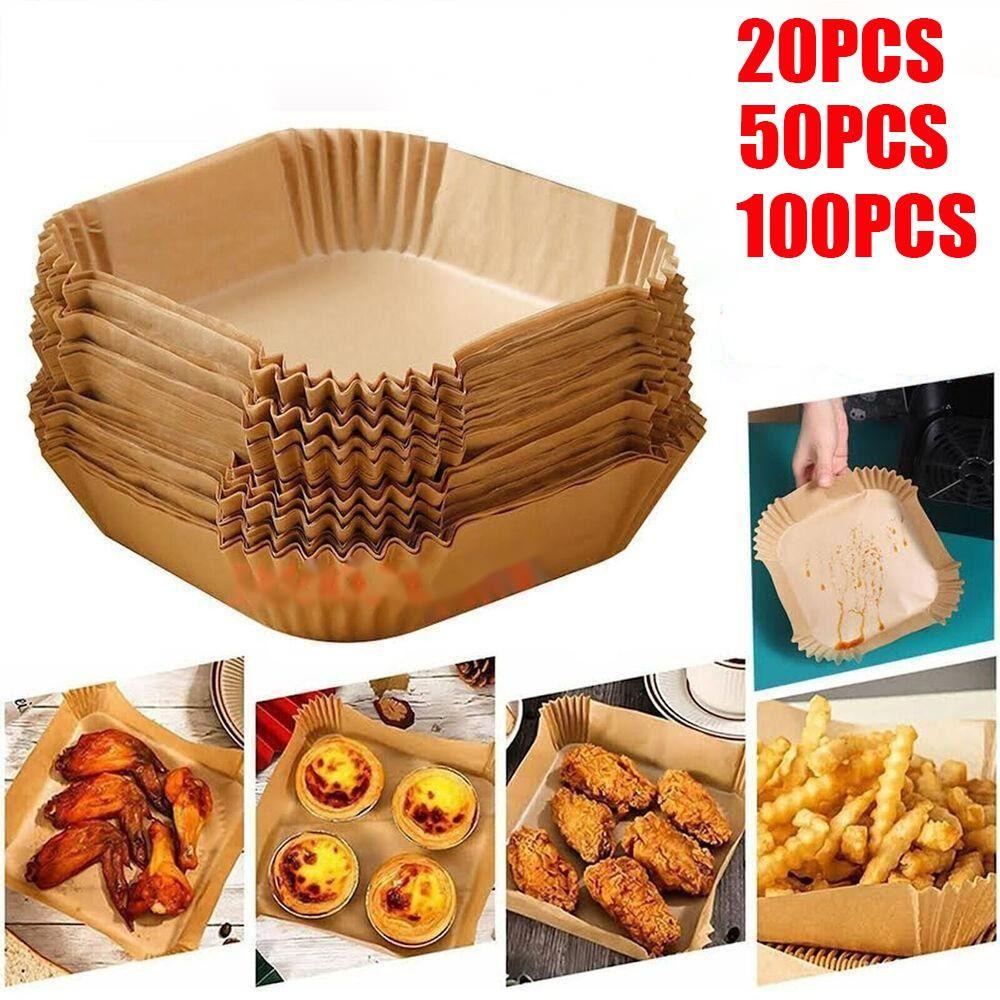 Chookyy 20pcs/50pcs /100pcs Air Fryer Liners Silikon Menebal Minyak Air-Bukti Panggang Microwave