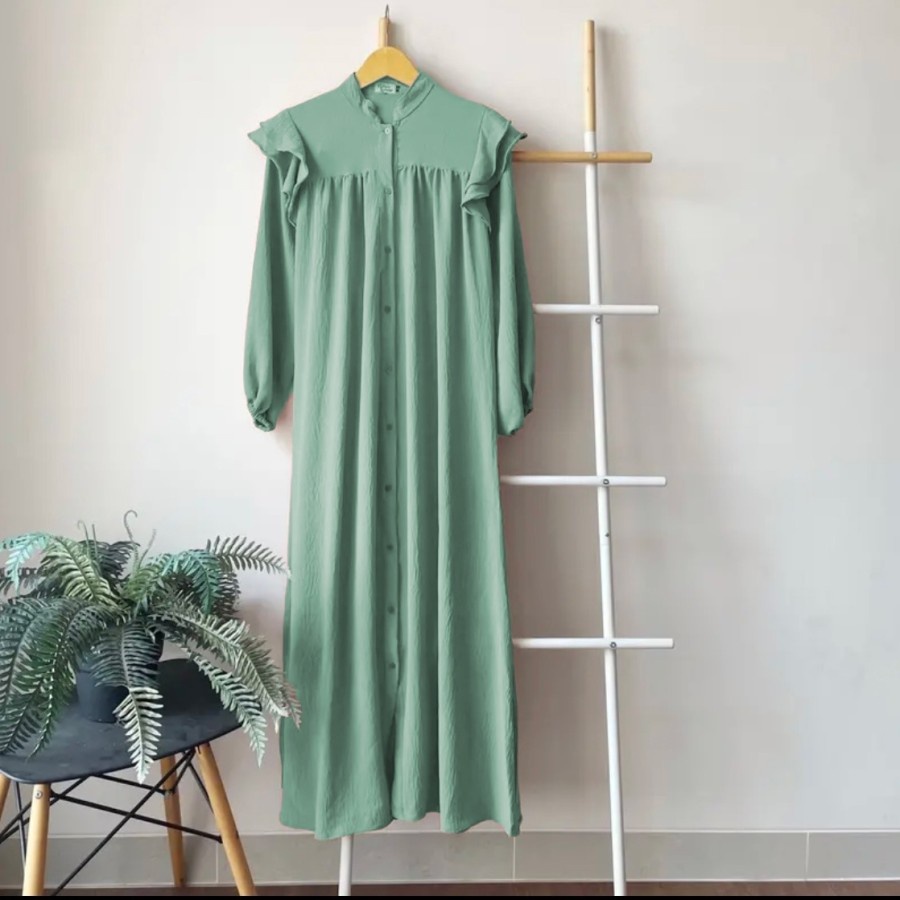 baju dress panjang wanita muslimah lengan panjang lebaran 2023 - Maxi Ranisha Dress Panjang Polos Re