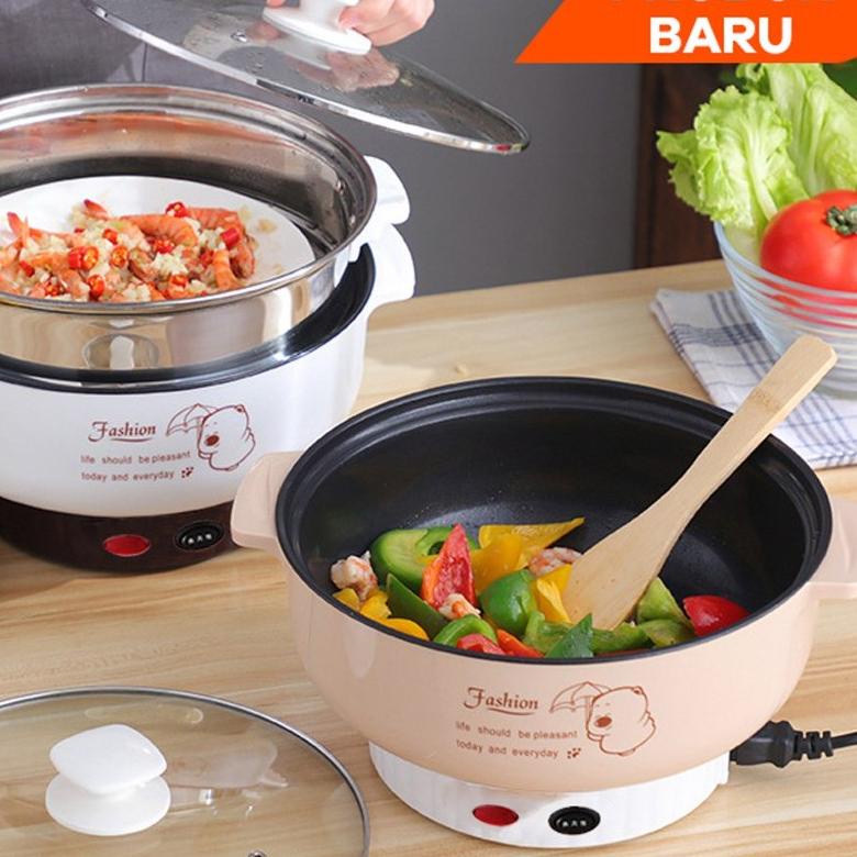 ✨12.12✨ Panci Kapasitas Besar Listrik Multifungsi Free kukusan / Steamer Stainless Lapis Keramik Tef