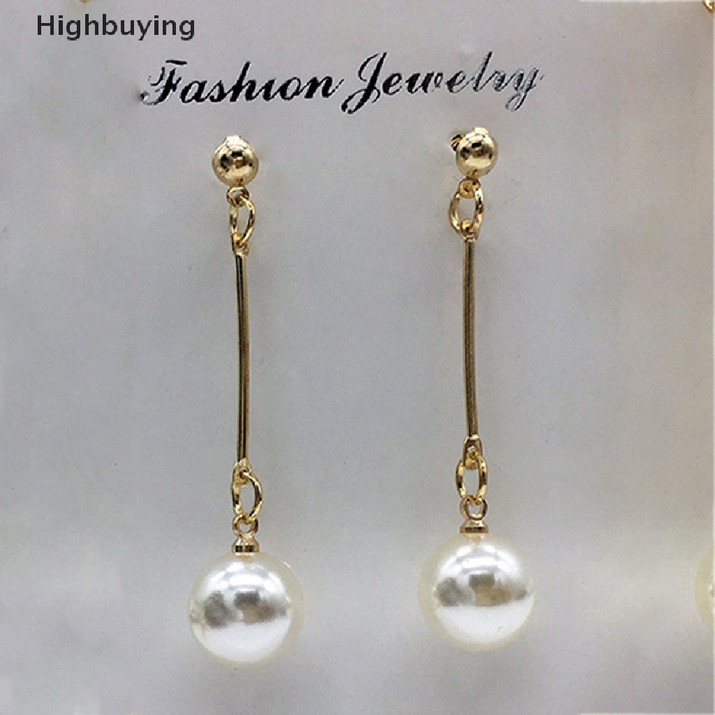 Hbid Long flow Artificial Pearl Earrings Anting Wanita Perhiasan Anting Mutiara Glory