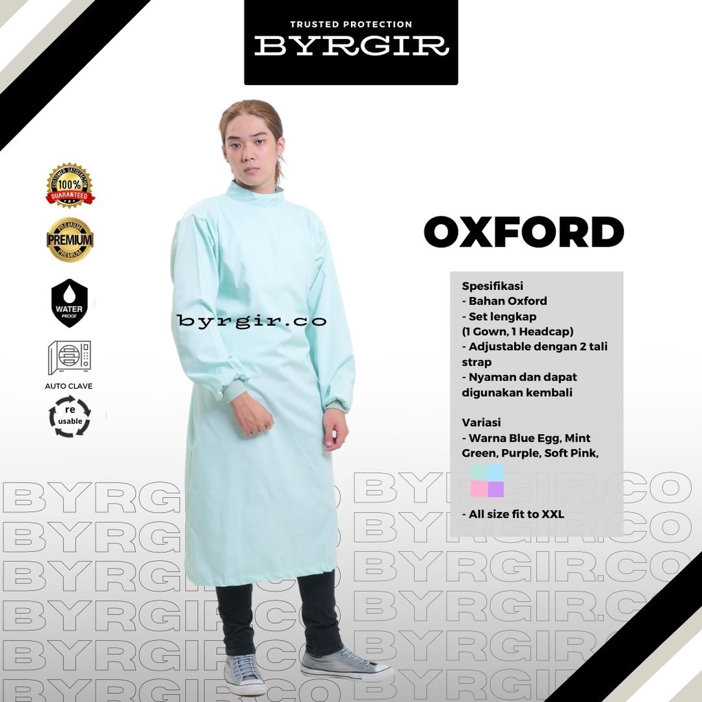 BYRGIR  Surgical Gown Baju Gaun Operasi Katun Oxford Waterproof APD RS Dokter Perawat