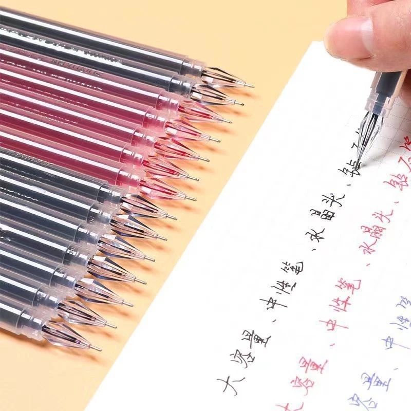 0.38mm Diamond Tip Gel Pen Merah Biru Hitam Refill Ujian Tanda Tangan Pena Alat Tulis Siswa Pena Menulis Perlengkapan Alat Tulis Kantor Sekolah