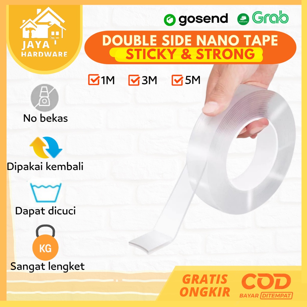 Lem Double / Doble Tape Nano Tape Lakban Selotip Isolasi Tempelan Perekat 2 Sisi Double / Doubel / D