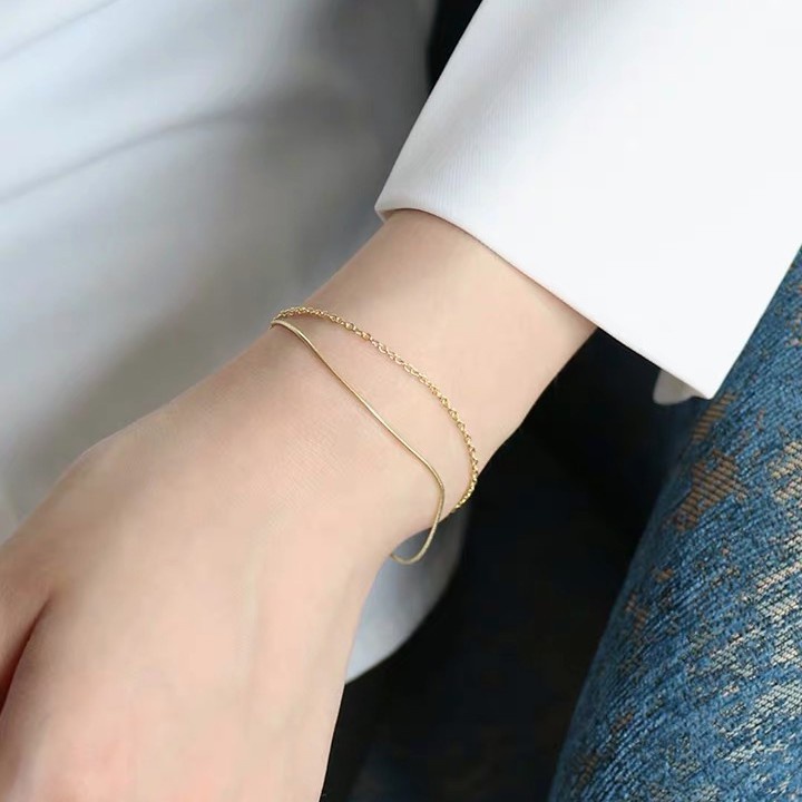 Gelang Bahan Titanium Steel Lapis Emas 18K Untuk Hadiah