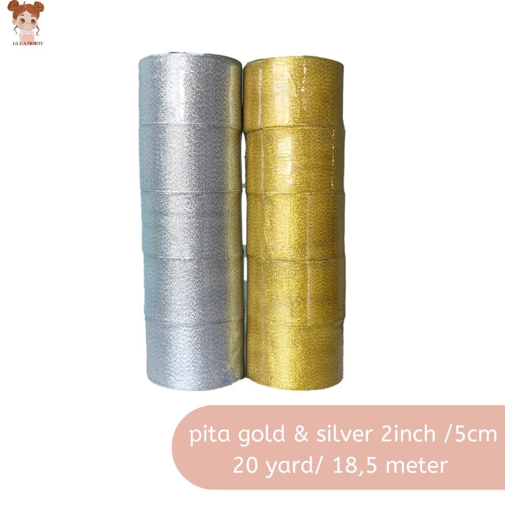 

G32 pita gold / silver glitter 5cm 2 inch per roll 20 yard 18,4 meter grosir emas / perak NEW PRODUCT ㅞ