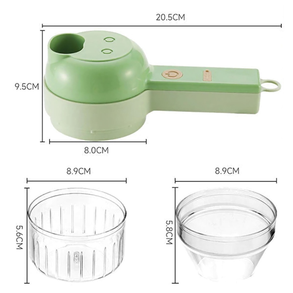 【COD】4 IN 1 Handheld Electric Cutter Durable Food Chooper Chili Vegetable Crusher Kitchen Tool USB Charging Ginger  Masher Machine