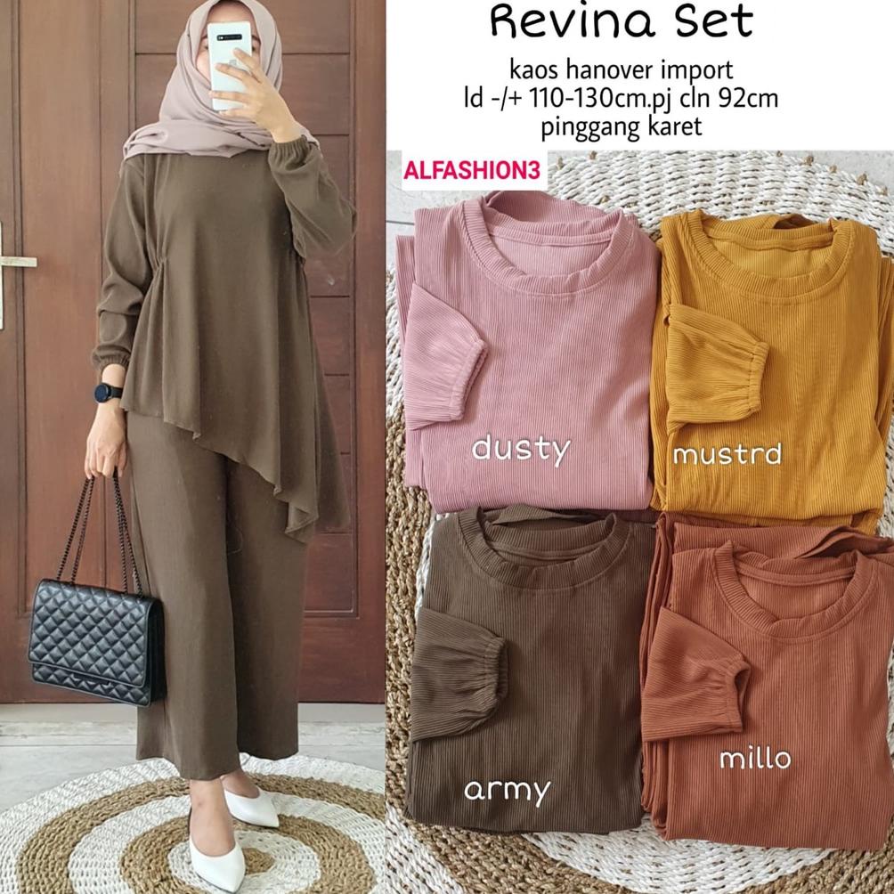 Baju Setcel Setelan Stelan Wanita Polos Muslim Jumbo Ld 120 130 Kaos Import Terbaru Kekinian Revina