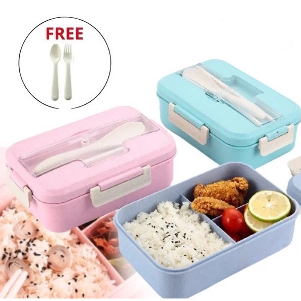 LUNCHBOX BENTO SET 0228 KOTAK MAKAN ANAK 2 SEKAT ANTI TUMPAH 1100ml - YS Shop