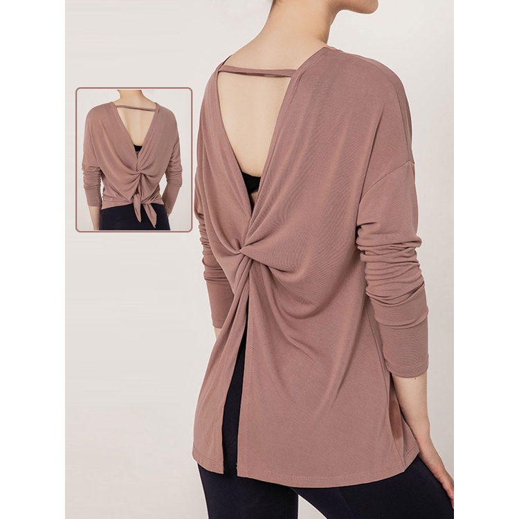 PREORDER Yoga Top Women Pulovers Long Sleeve Backless Sports Shirts Loose Quick-dry Blouse Gym Jacke