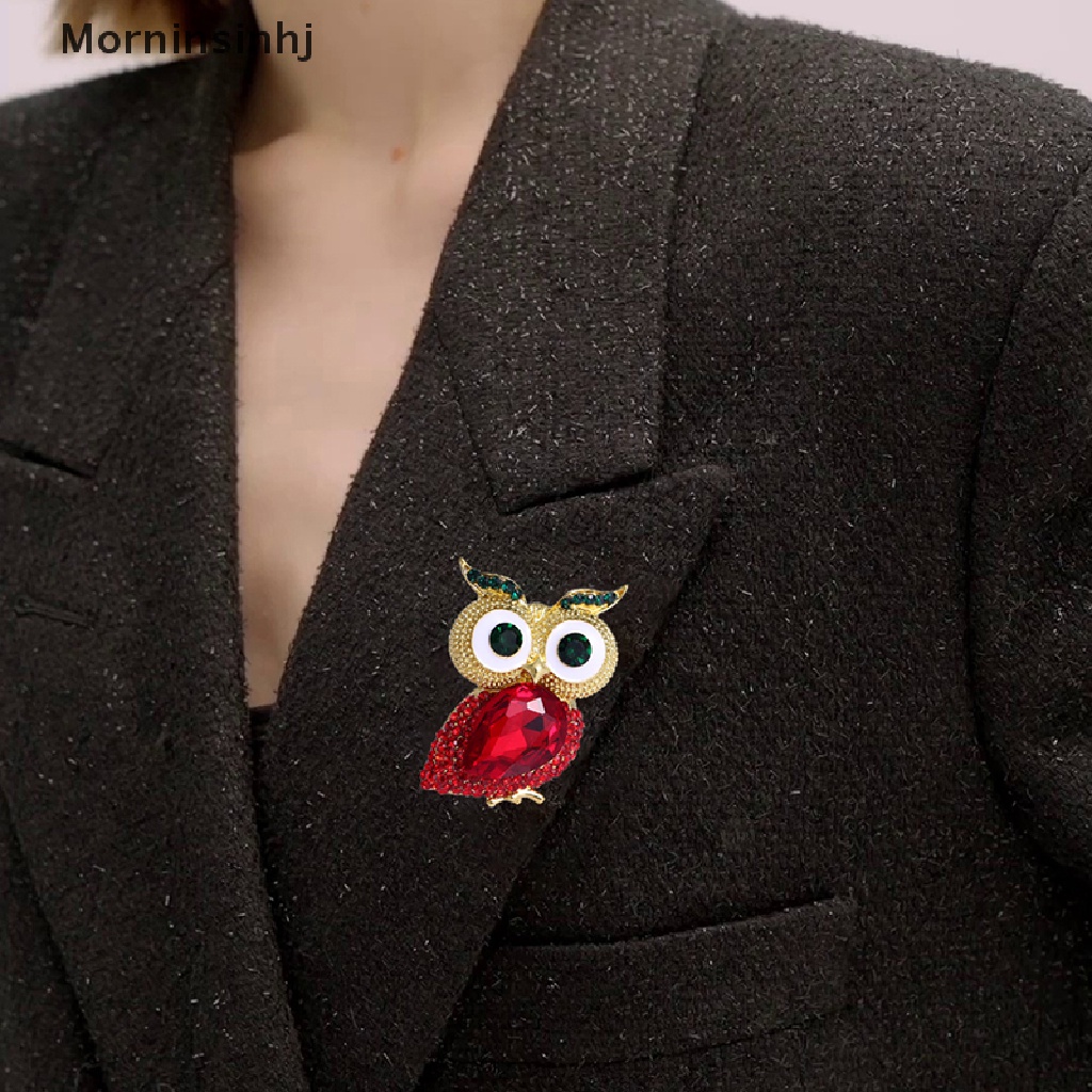 Mornin Kristal Mata Besar Owl Bros Untuk Wanita Klasik Burung Hantu Pesta Santai Bros Pin Hadiah Seri Hewan Bros id